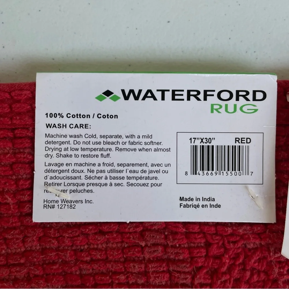Home Weavers Inc Waterford Quick Dry Bath Rug Red Half Circle 17
